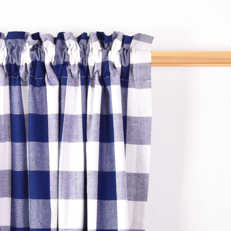 NATUS WEAVER Buffalo Check Curtains 45 inches Long Cotton Basement Navy Blue and White Gingham Plaid Kitchen Window Curtain Panels Living Room Checker Drapes Bedroom Rod Pocket Window Treatment 2 Panels - Image 2